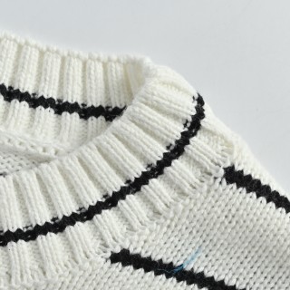 Prada Milano Striped Wool Blend Sweater Cream/Navy view 6