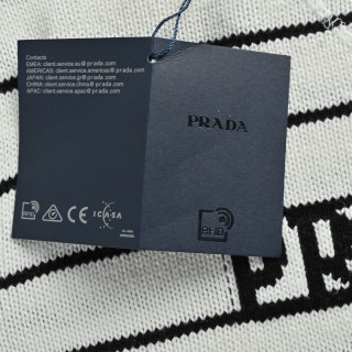 Prada Milano Striped Wool Blend Sweater Cream/Navy view 7