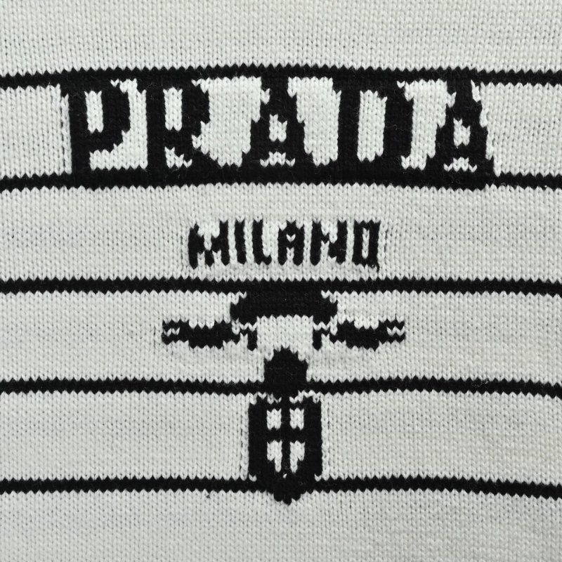 Prada Milano Striped Wool Blend Sweater Cream/Navy view