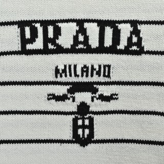 Prada Milano Striped Wool Blend Sweater Cream/Navy view 8