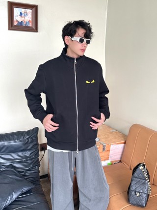 Fendi Black Monster Eye Zip Jacket view 2