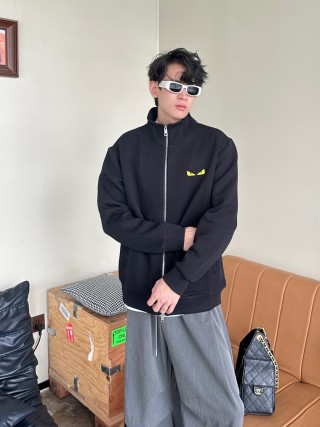 Fendi Black Monster Eye Zip Jacket view 3