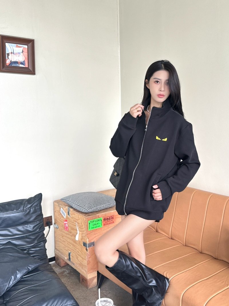Fendi Black Monster Eye Zip Jacket view
