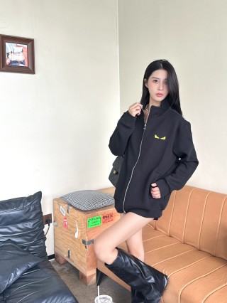 Fendi Black Monster Eye Zip Jacket view 7