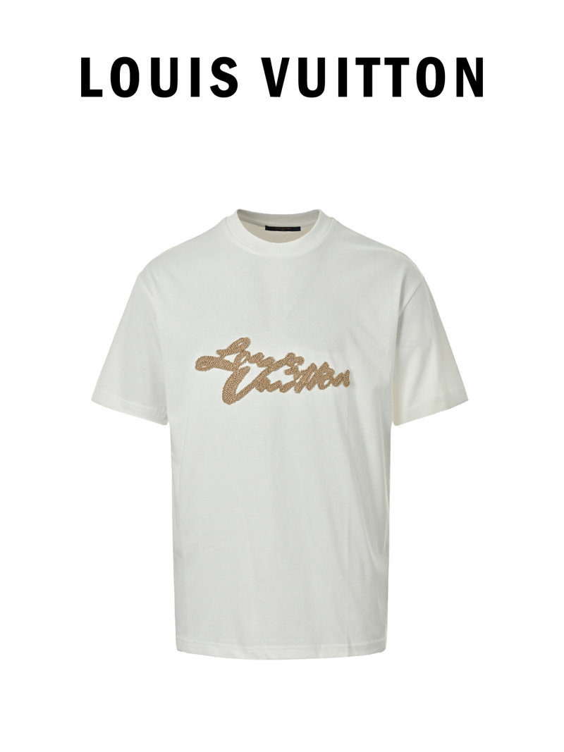 White Short Sleeve T-Shirt with Gold Embroidered Logo view