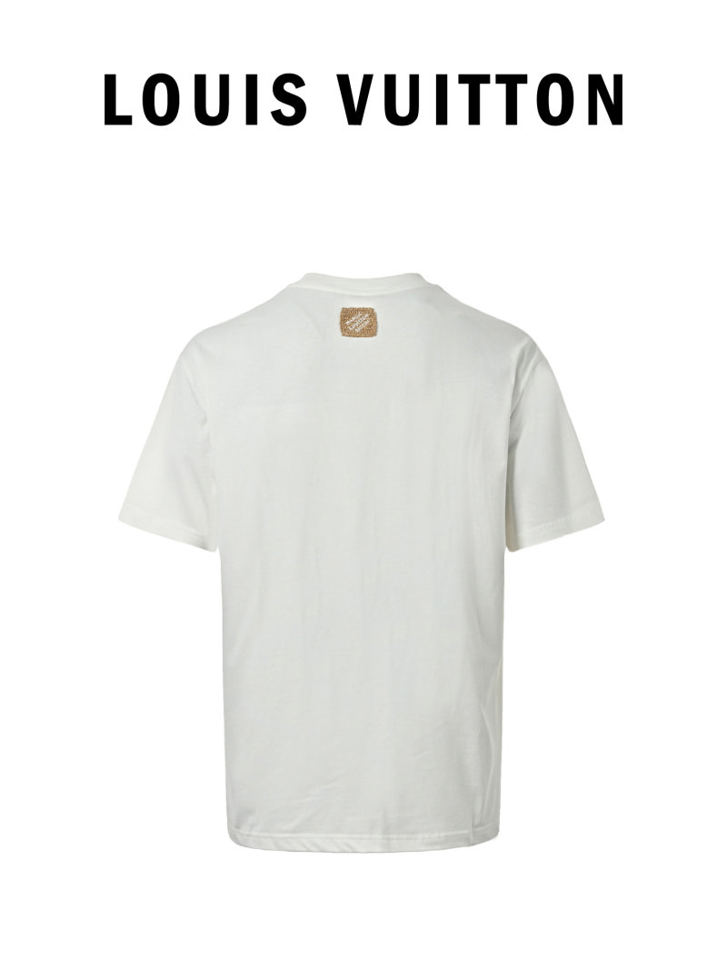 White Short Sleeve T-Shirt with Gold Embroidered Logo view