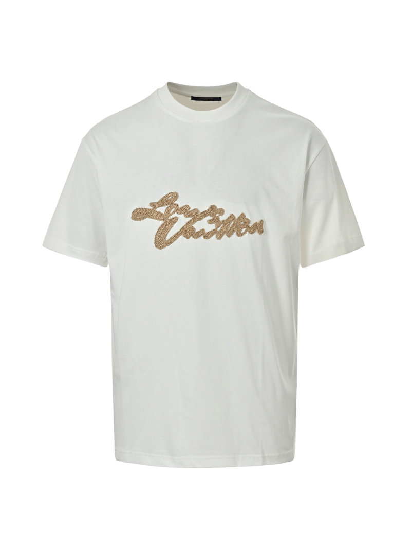 White Short Sleeve T-Shirt with Gold Embroidered Logo view