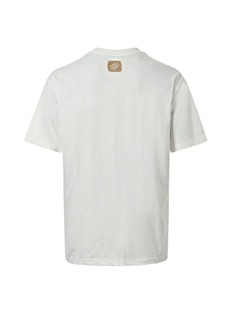 White Short Sleeve T-Shirt with Gold Embroidered Logo view