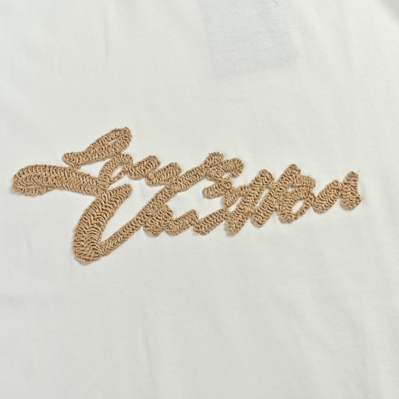 White Short Sleeve T-Shirt with Gold Embroidered Logo view