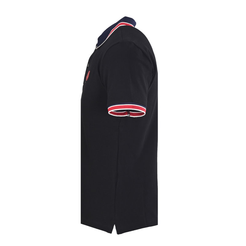 Moncler Black Polo Shirt with Red & White Stripe Trim view