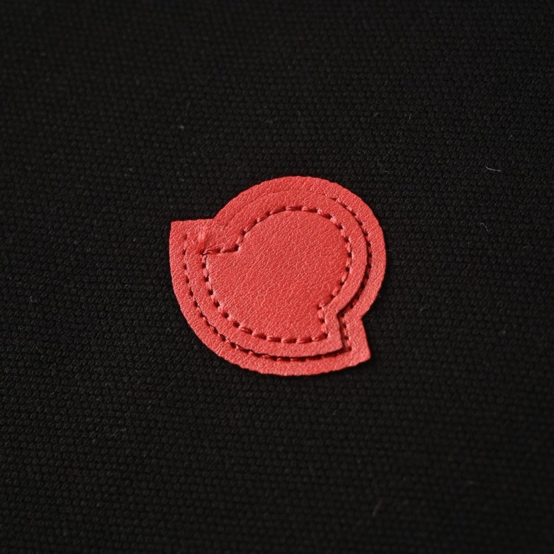 Moncler Black Polo Shirt with Red & White Stripe Trim view