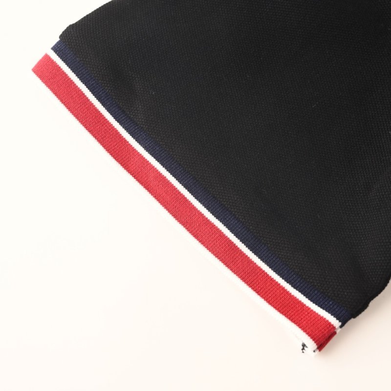 Moncler Black Polo Shirt with Red & White Stripe Trim view