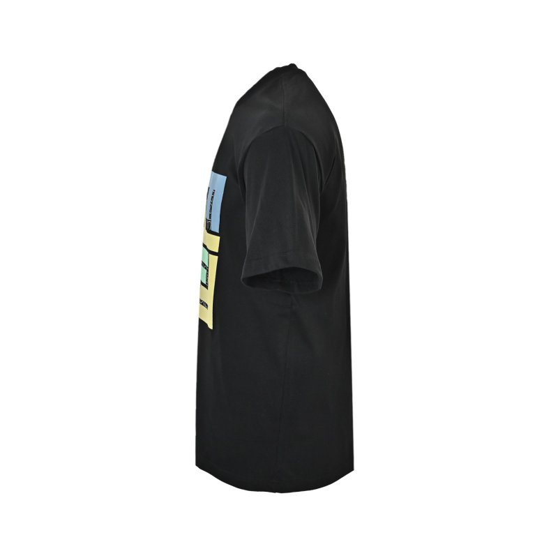 Black Graphic Print T-Shirt with Colorblock Design view