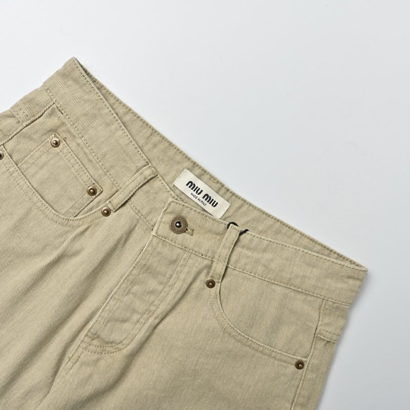 Cream Straight-Leg Denim Jeans view