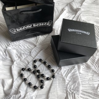 Chrome Hearts Silver Cross Bead Bracelet - Black & Silver view 2