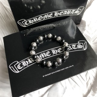 Chrome Hearts Silver Cross Bead Bracelet - Black & Silver view 3