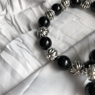 Chrome Hearts Silver Cross Bead Bracelet - Black & Silver view 5