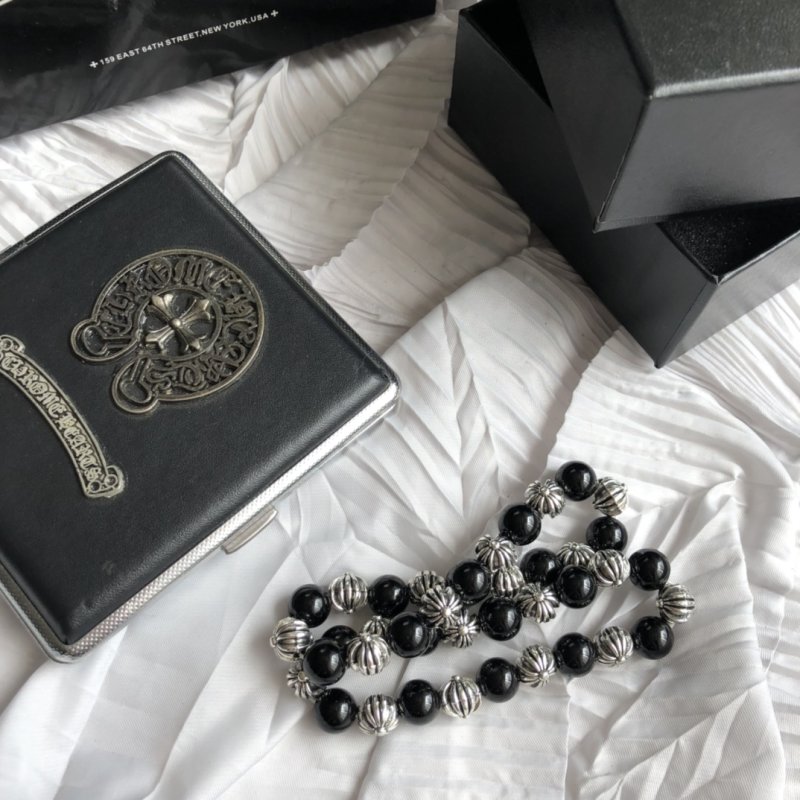 Chrome Hearts Silver Cross Bead Bracelet - Black & Silver view