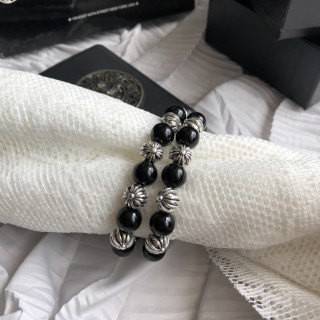 Chrome Hearts Silver Cross Bead Bracelet - Black & Silver view 7