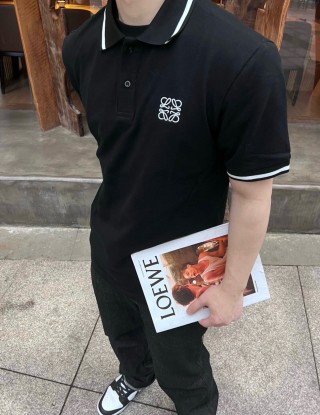 Black Embroidered Logo Polo Shirt with Contrast Trim view 4