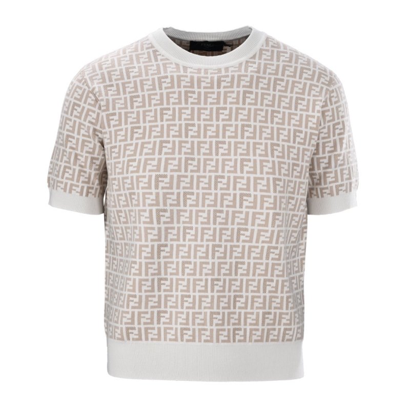 Fendi FF Monogram Knit T-Shirt Cream view