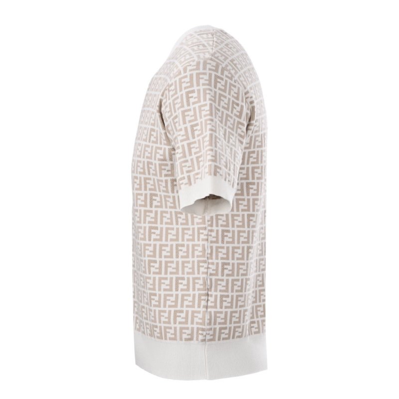 Fendi FF Monogram Knit T-Shirt Cream view