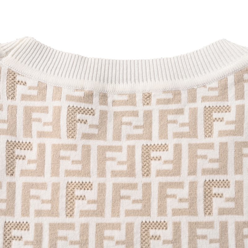Fendi FF Monogram Knit T-Shirt Cream view