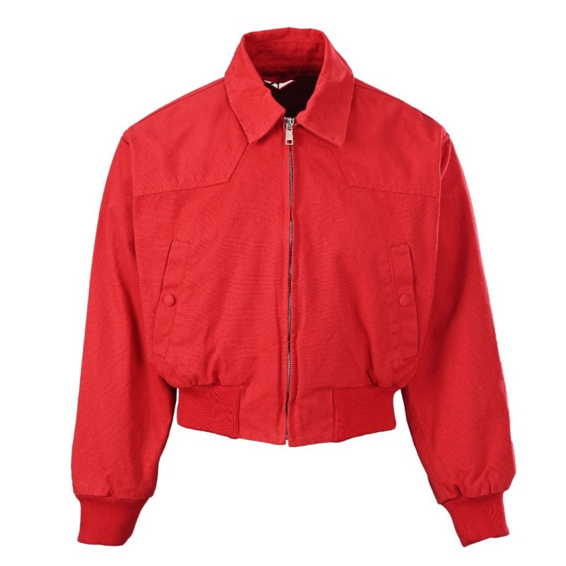Prada Red Cropped Bomber Jacket