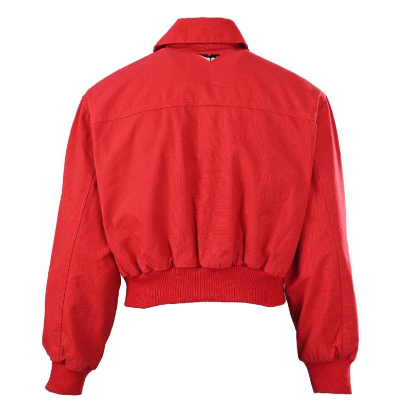 Red Zip-Up Bomber Jacket with Ribbed Cuffs view