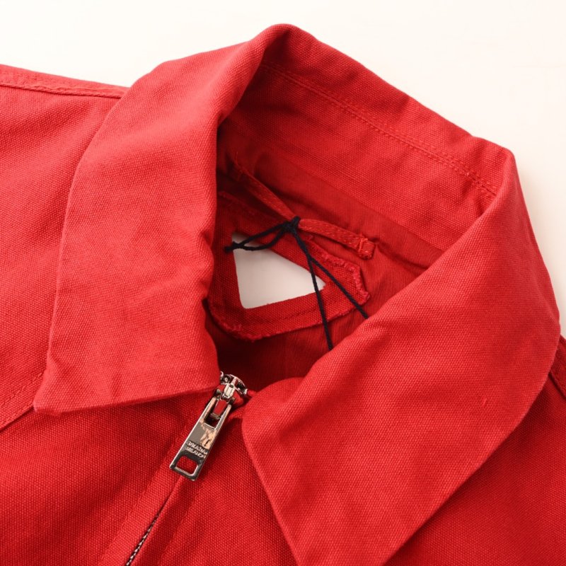 Red Zip-Up Bomber Jacket with Ribbed Cuffs view
