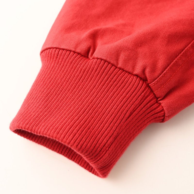 Red Zip-Up Bomber Jacket with Ribbed Cuffs view