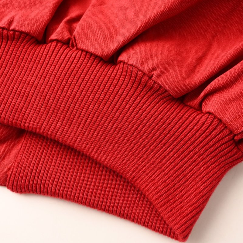 Red Zip-Up Bomber Jacket with Ribbed Cuffs view