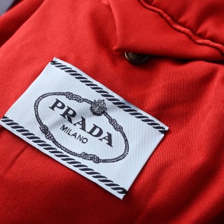 Prada Red Cropped Bomber Jacket view 8