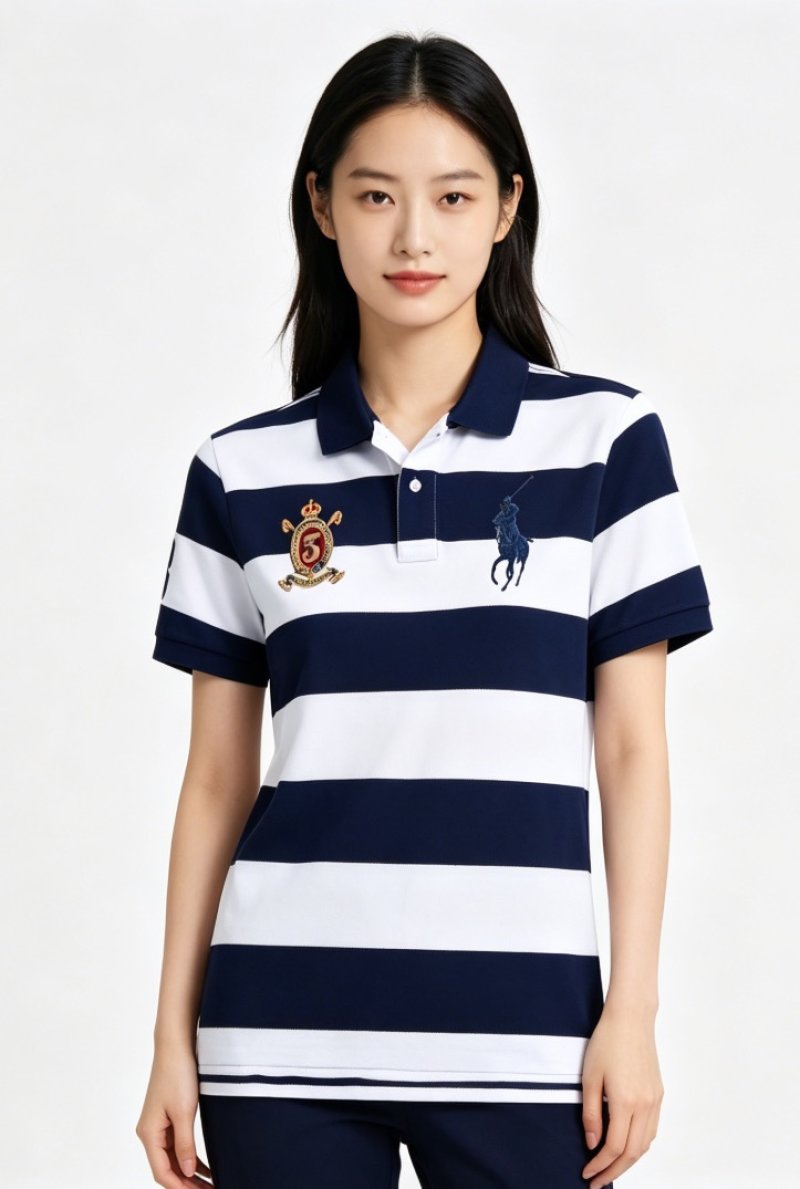 Polo Ralph Lauren Women's Navy & White Striped Polo Shirt