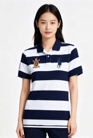 Polo Ralph Lauren Women's Navy & White Striped Polo Shirt