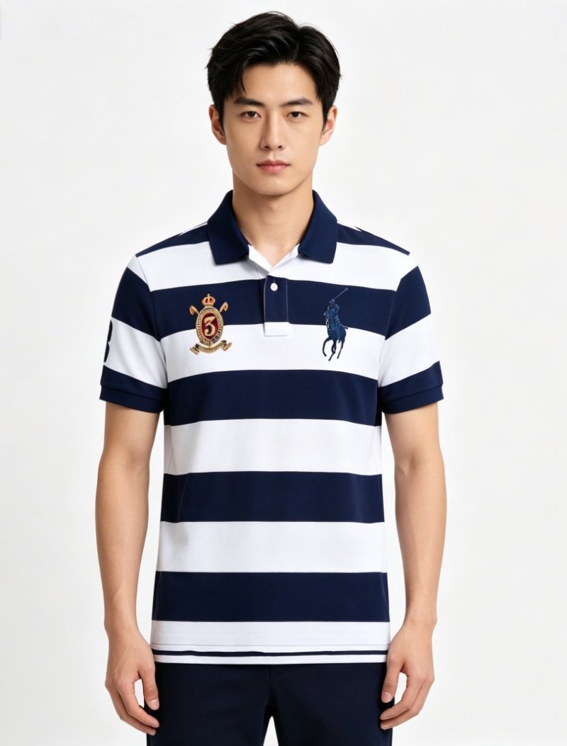 Polo Ralph Lauren Women's Navy & White Striped Polo Shirt view