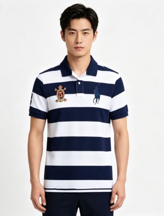 Polo Ralph Lauren Women's Navy & White Striped Polo Shirt view 3