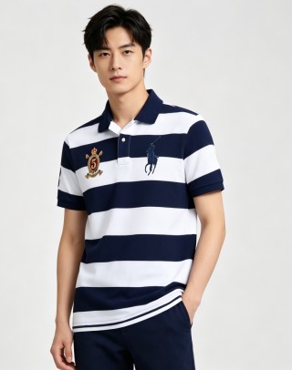 Polo Ralph Lauren Women's Navy & White Striped Polo Shirt view 4