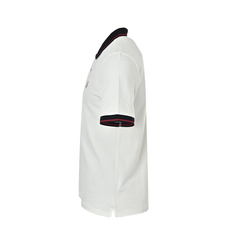Moncler White Polo Shirt with Navy & Red Collar view