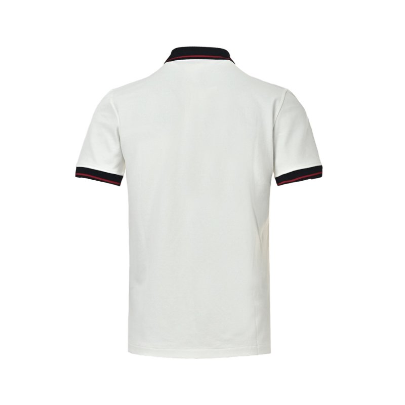 Moncler White Polo Shirt with Navy & Red Collar view