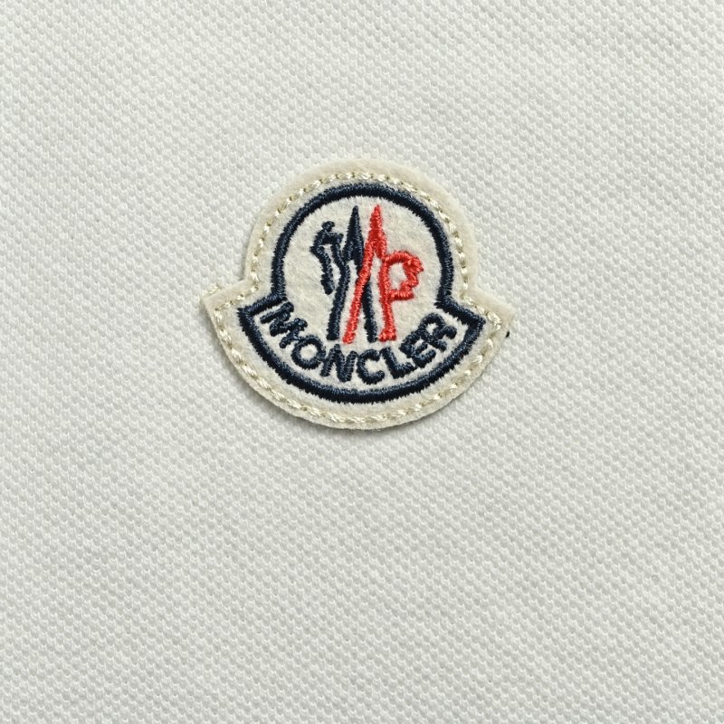 Moncler White Polo Shirt with Navy & Red Collar view