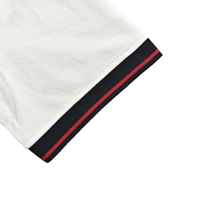 Moncler White Polo Shirt with Navy & Red Collar view