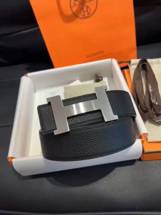 Hermès H Buckle Black Leather Belt