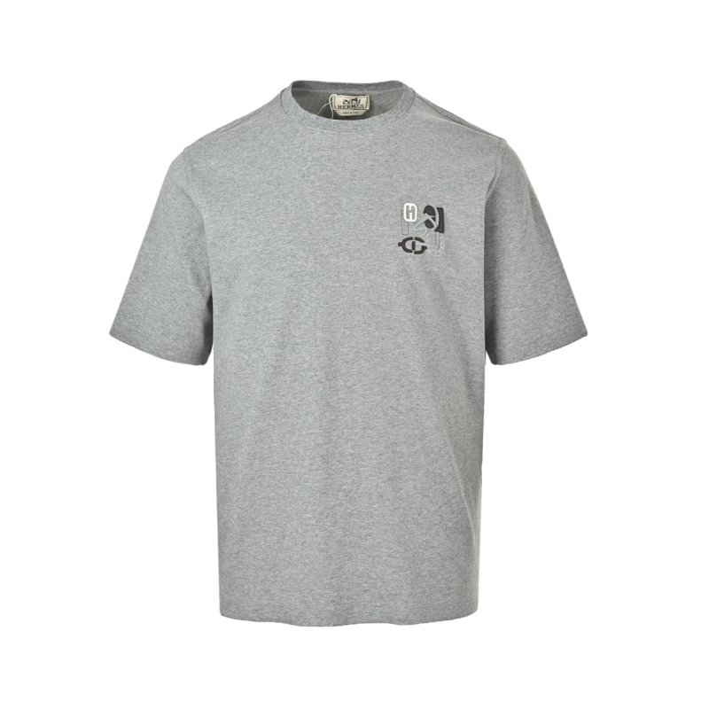 Oversized Grey Short Sleeve T-Shirt with Embroidered Logo view