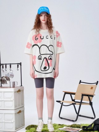 Gucci Floral Bear Face White T-Shirt view 3