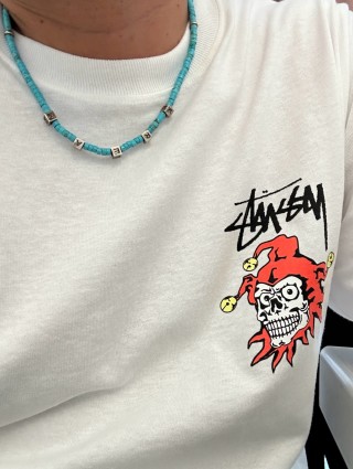 Stüssy Skull Jester Graphic T-Shirt Cream
