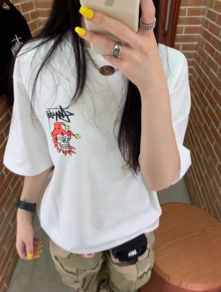 Stüssy Skull Jester Graphic T-Shirt Cream view 3