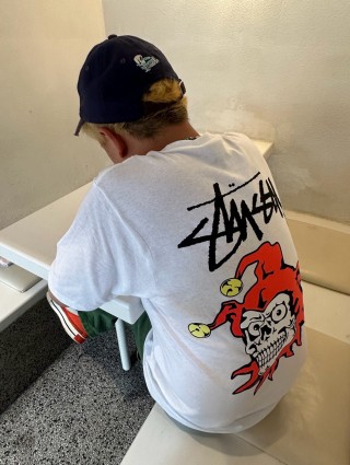 Stüssy Skull Jester Graphic T-Shirt Cream view 4