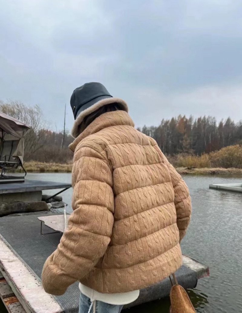 Camel Quilted Cropped Puffer Down Jacket view