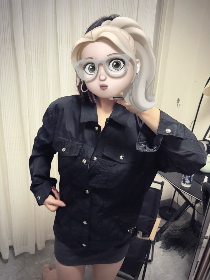 Black Oversized Button-Up Jacket view